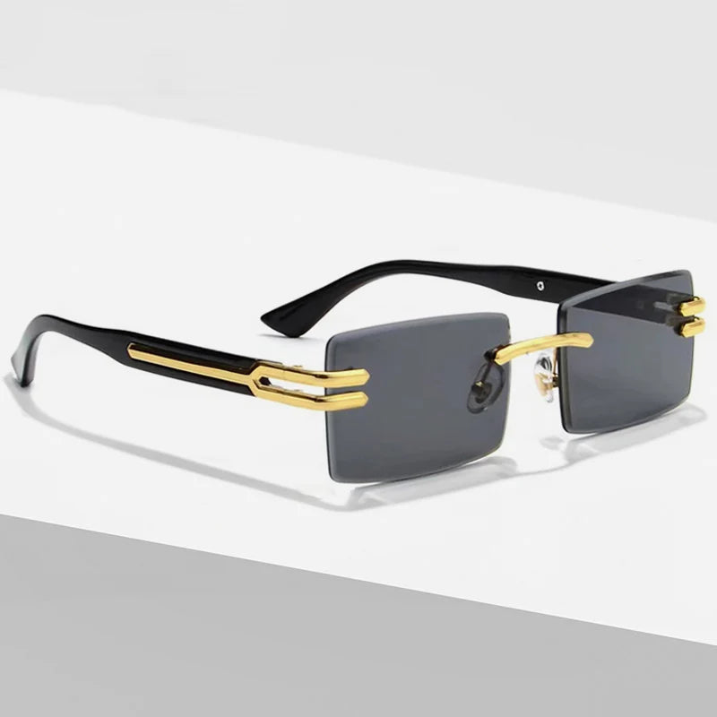 Lunettes de Soleil Homme Luxe Sans Monture Rectangle UV400 - Polarisation, Élégance et Protection