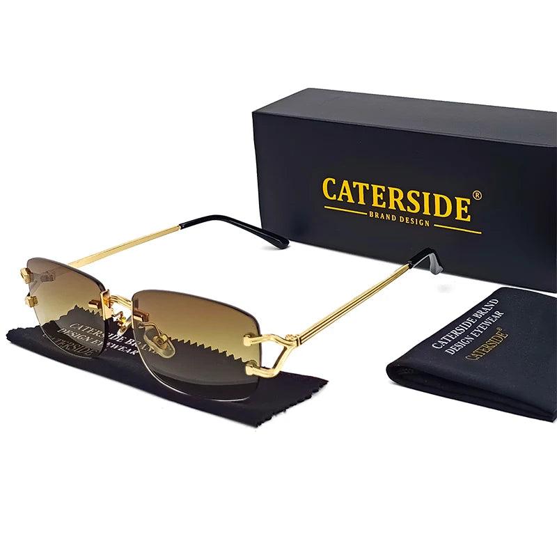 Lunettes de soleil homme luxe - Monture métal sans cadre - Verres polarisés