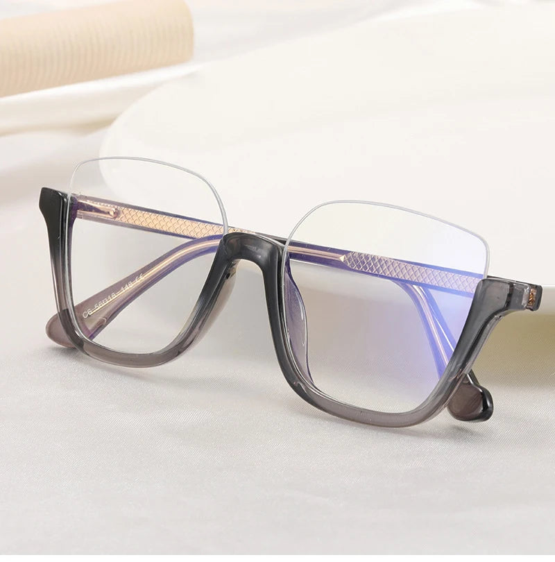 Monture de Lunettes de Soleil Semi-Rimless pour Homme - Anti-Blue Light - Design Luxe Leopard