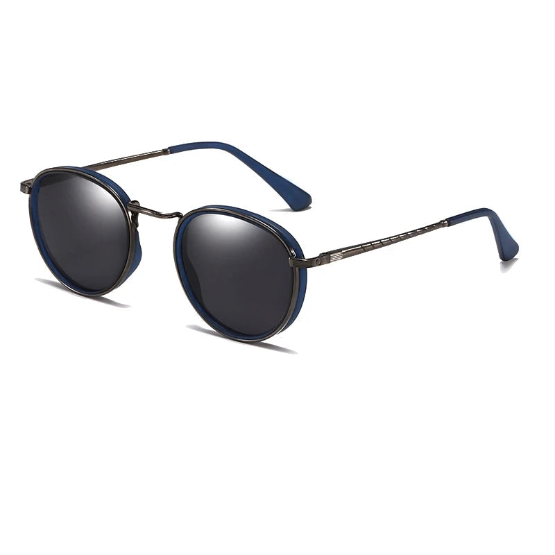 Lunettes de soleil homme polarisées, luxe et abordables - Monture métallique ronde UV400