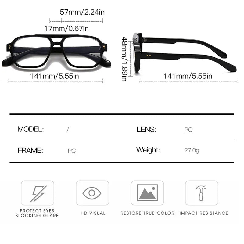 Lunettes de soleil anti lumière bleue rétro pour homme - Monture aviateur luxe polarisée