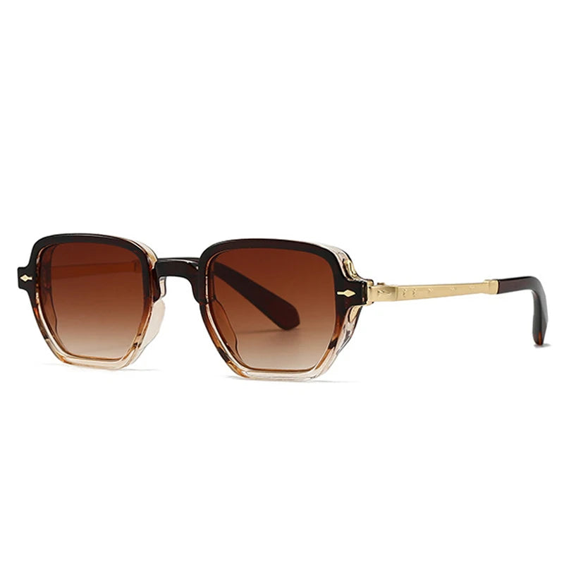 Lunettes de soleil homme luxe retro avec rivets carrés - Verres polarisés UV400