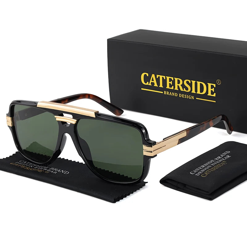 Lunettes de Soleil Homme Luxe Double Pont Pilote UV400 - Retro Carré