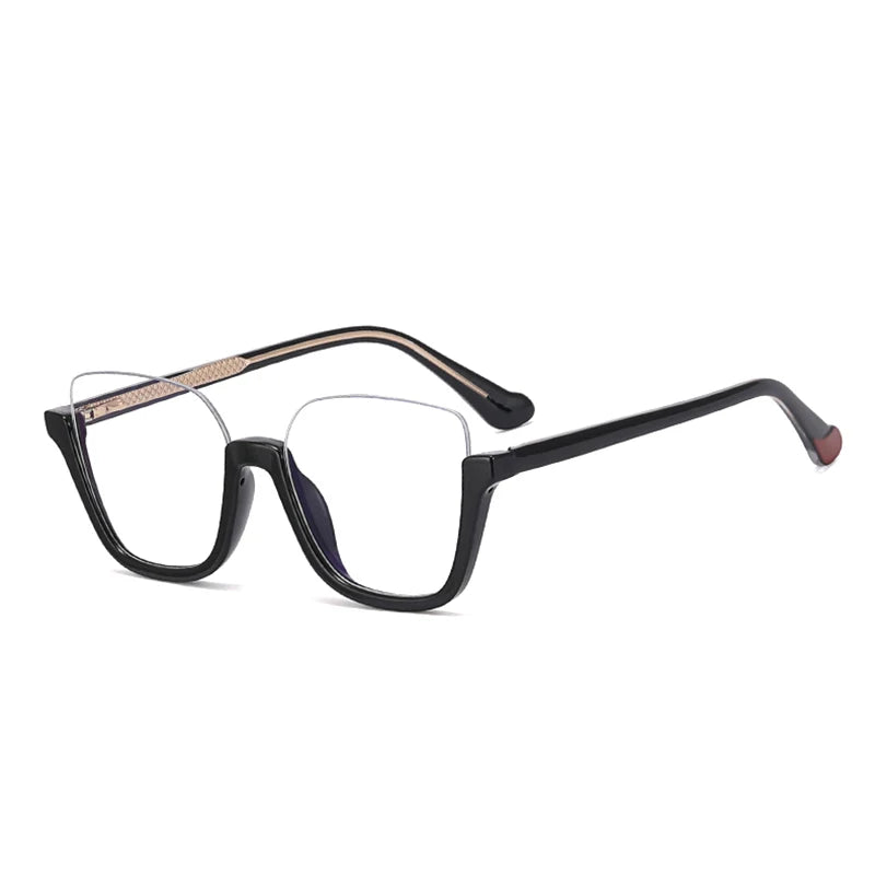 Monture de Lunettes de Soleil Semi-Rimless pour Homme - Anti-Blue Light - Design Luxe Leopard