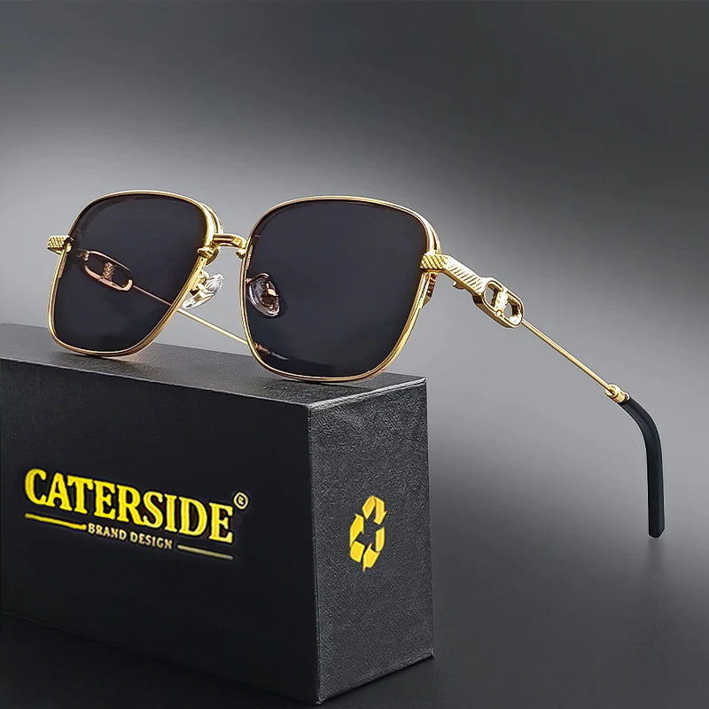 Lunettes de Soleil Homme Luxe Polarisées Pas Cher UV400 - Monture Métal Retro