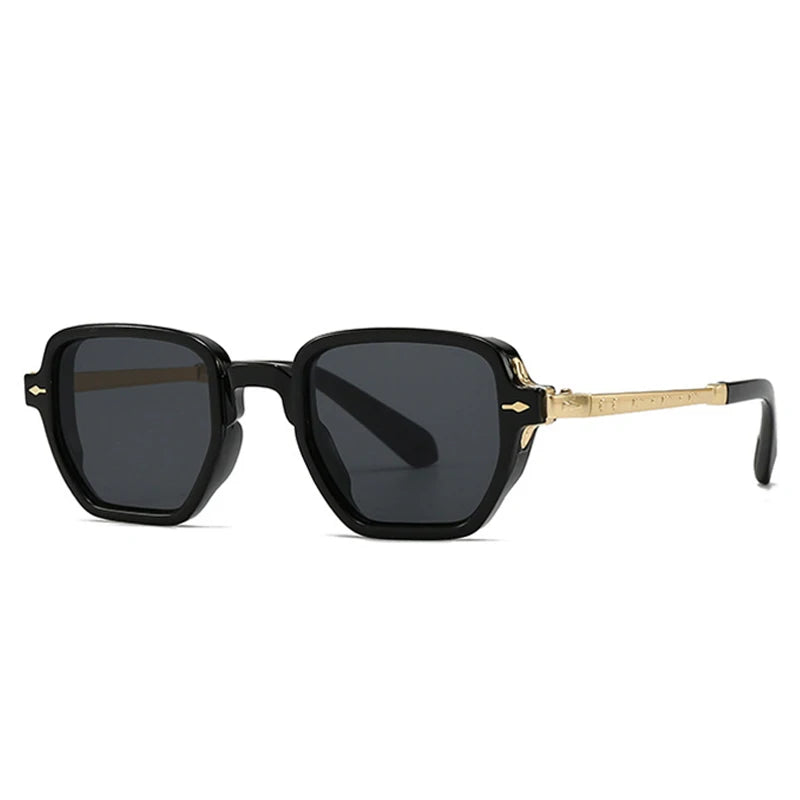 Lunettes de soleil homme luxe retro avec rivets carrés - Verres polarisés UV400