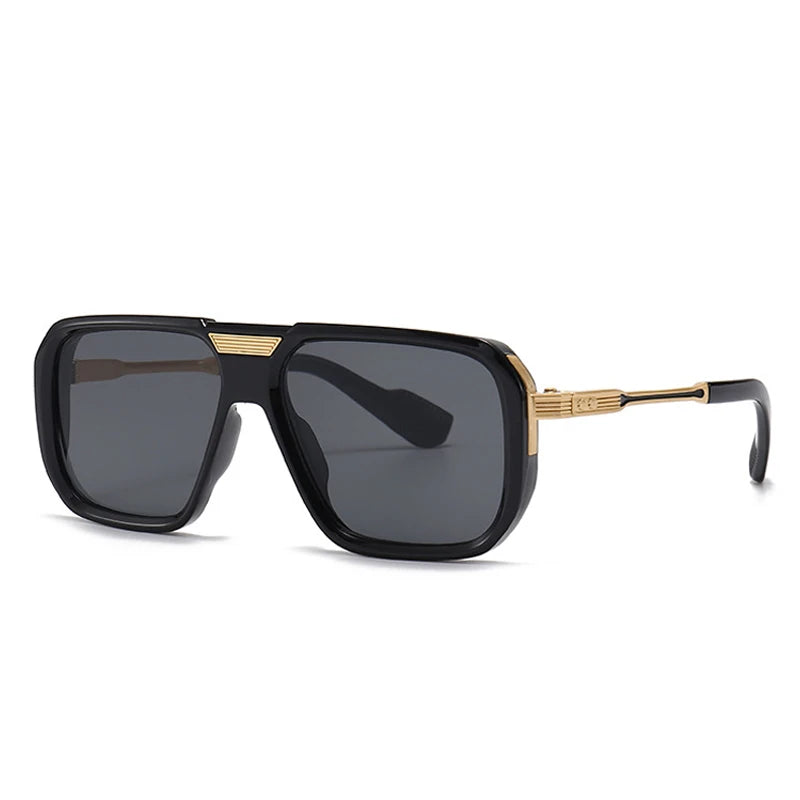 Lunettes de soleil homme luxe polarisées pas cher - Monture carrée rétro avec verres dégradés bleu foncé UV400