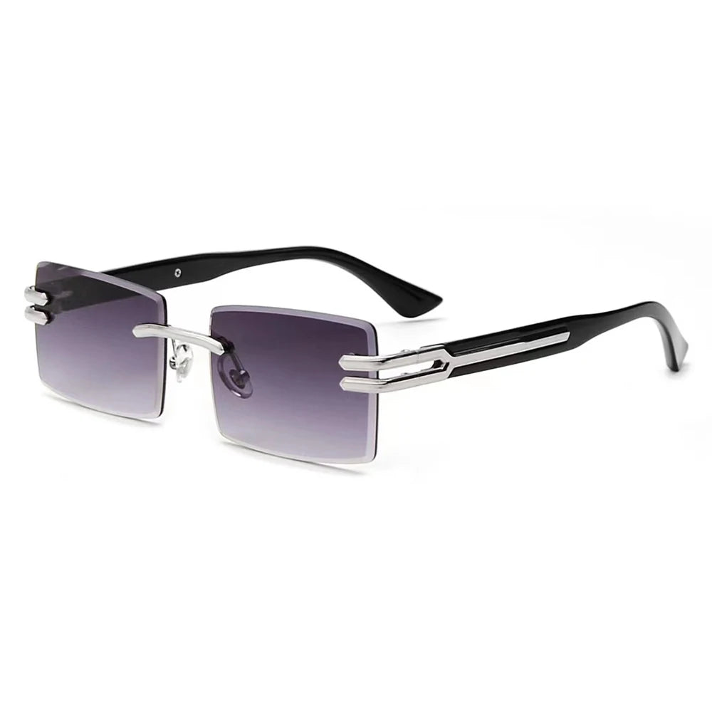 Lunettes de Soleil Homme Luxe Sans Monture Rectangle UV400 - Polarisation, Élégance et Protection