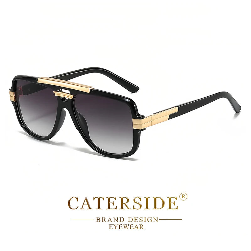 Lunettes de Soleil Homme Luxe Double Pont Pilote UV400 - Retro Carré