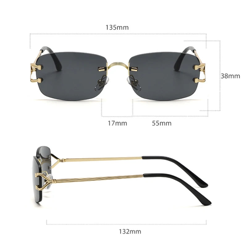 Lunettes de soleil homme luxe - Monture métal sans cadre - Verres polarisés