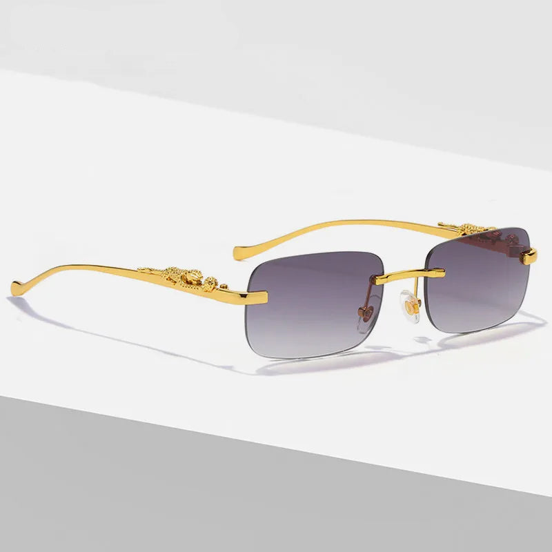 Monture de Lunettes de Soleil Sans Contour en Métal Léopard - Verres Teintés Polarisés Luxe pour Homme | LDSH