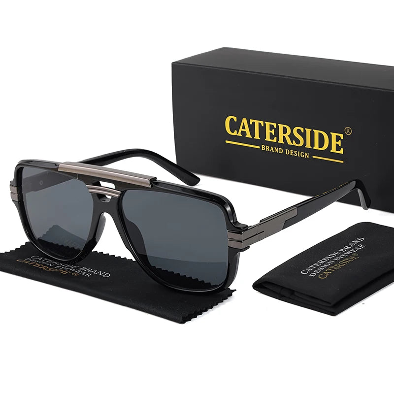 Lunettes de Soleil Homme Luxe Double Pont Pilote UV400 - Retro Carré