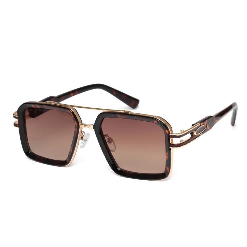 2025 Steam Punk Sunglasses Retro Square Men Women Fashion Double Beam Glasses Unisex Metal Frame Trendy Shades Oculos De Sol