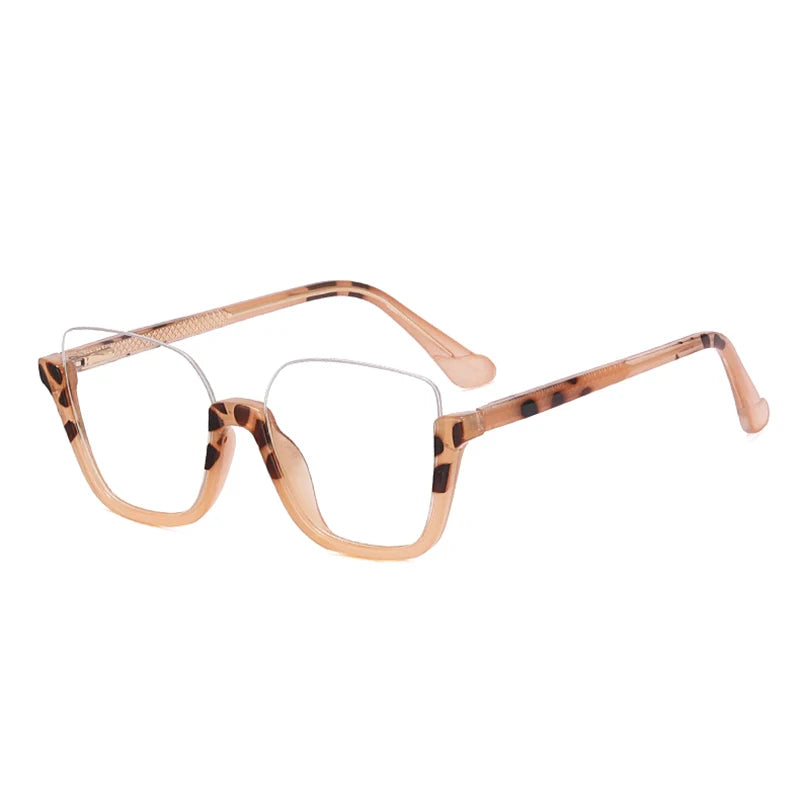 Monture de Lunettes de Soleil Semi-Rimless pour Homme - Anti-Blue Light - Design Luxe Leopard