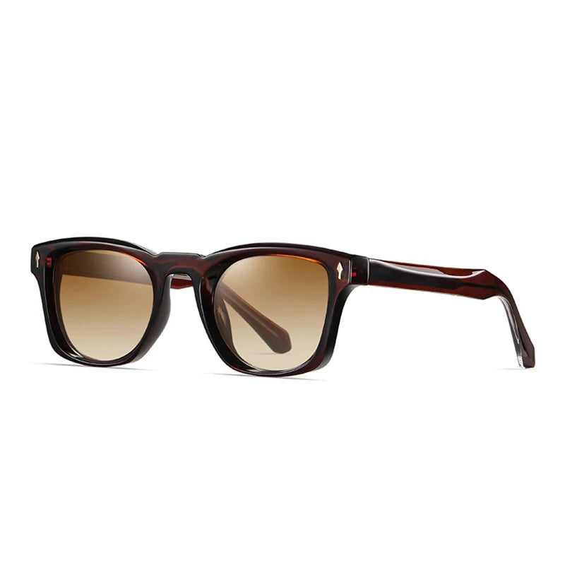 Lunettes de soleil homme luxe polarisées UV400 - Rivets punk et dégradé clair