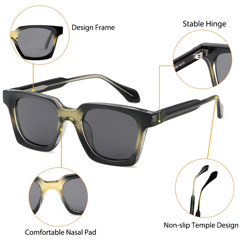 Lunettes de soleil homme luxe polarisées UV400 - Square Designer.