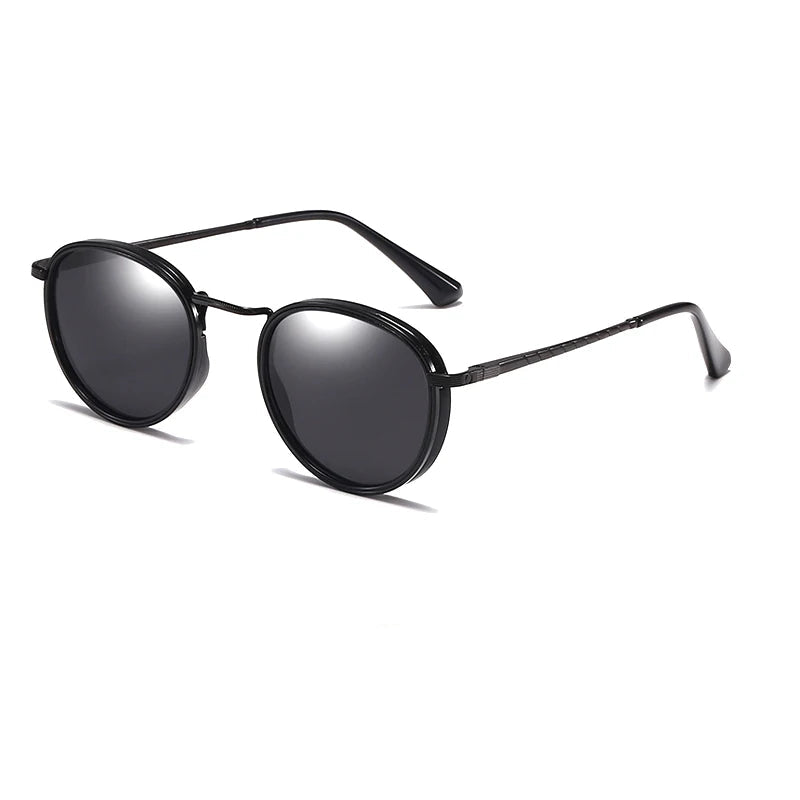 Lunettes de soleil homme polarisées, luxe et abordables - Monture métallique ronde UV400