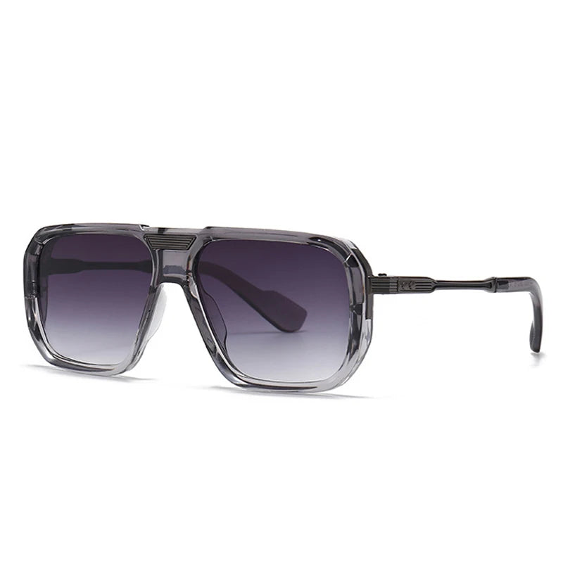 Lunettes de soleil homme luxe polarisées pas cher - Monture carrée rétro avec verres dégradés bleu foncé UV400