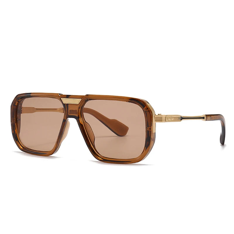 Lunettes de soleil homme luxe polarisées pas cher - Monture carrée rétro avec verres dégradés bleu foncé UV400