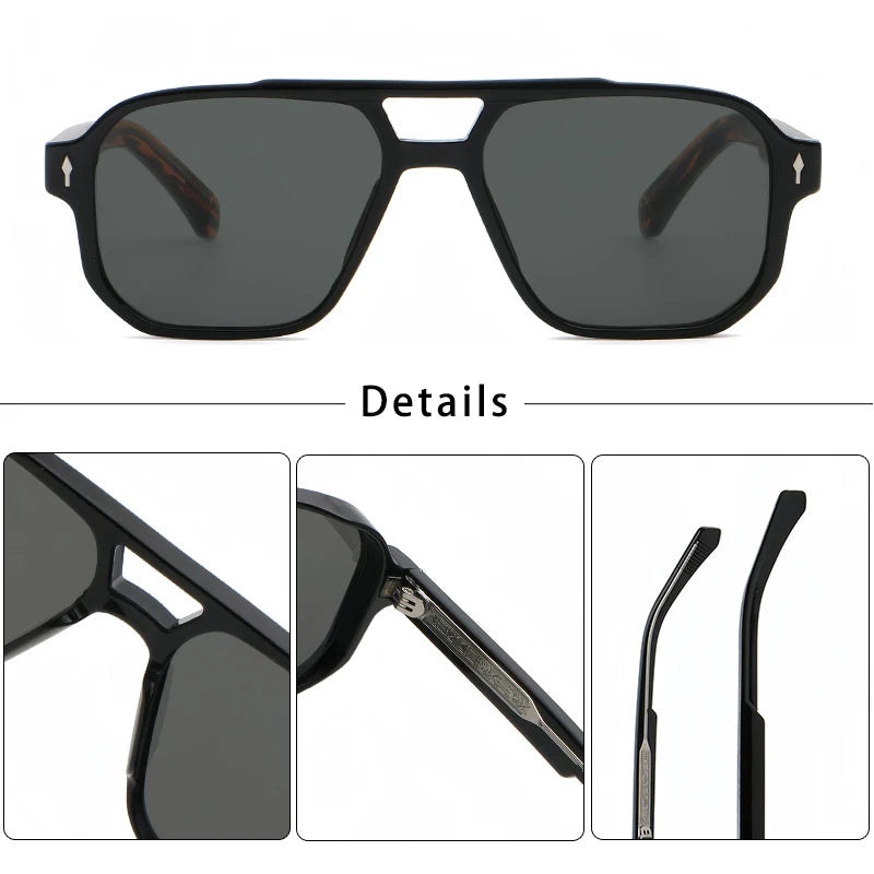 Lunettes de soleil homme luxe double pont, verres polarisés