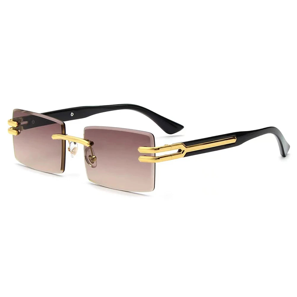 Lunettes de Soleil Homme Luxe Sans Monture Rectangle UV400 - Polarisation, Élégance et Protection