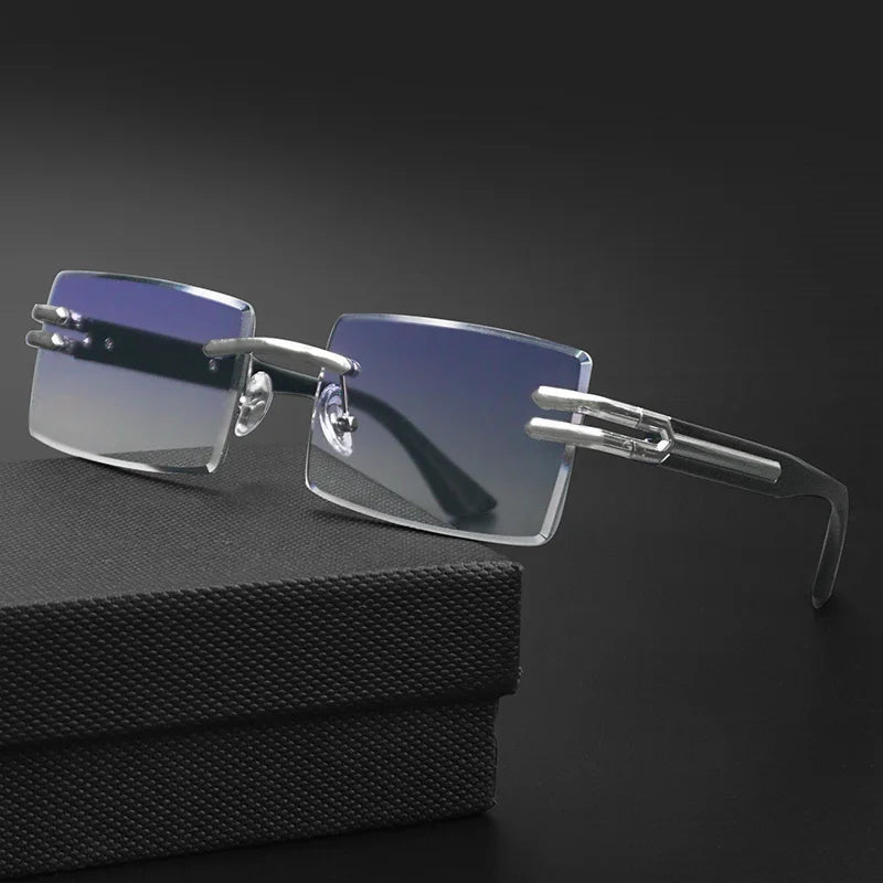 Lunettes de Soleil Homme Luxe Sans Monture Rectangle UV400 - Polarisation, Élégance et Protection