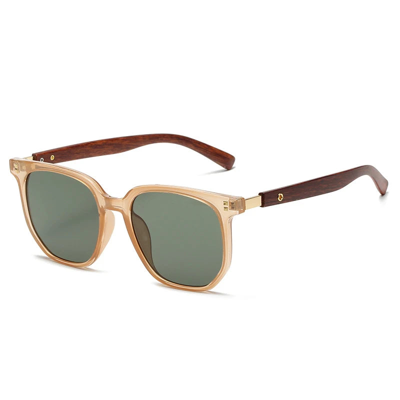 Lunettes de soleil homme luxe : Square Sunglasses Wood Graining UV400 | LDSH