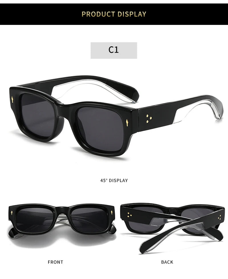 Lunettes de soleil homme luxe polarisées en couleurs vives - Square Rivets Punk