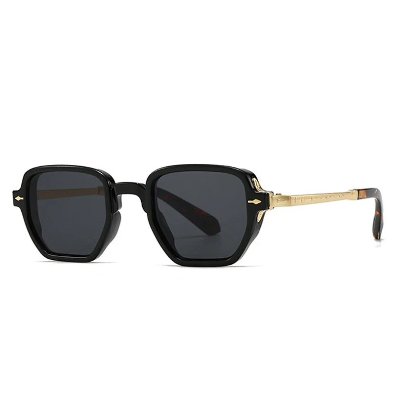 Lunettes de soleil homme luxe retro avec rivets carrés - Verres polarisés UV400
