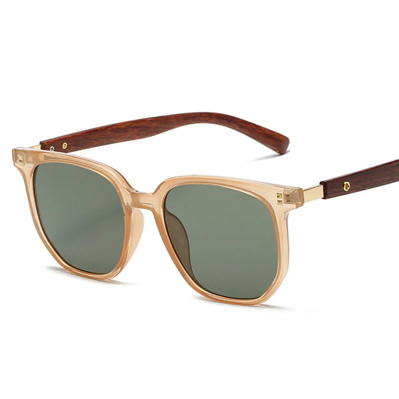 Lunettes de soleil homme luxe : Square Sunglasses Wood Graining UV400 | LDSH