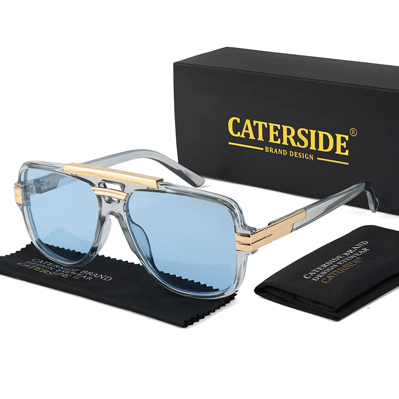 Lunettes de Soleil Homme Luxe Double Pont Pilote UV400 - Retro Carré