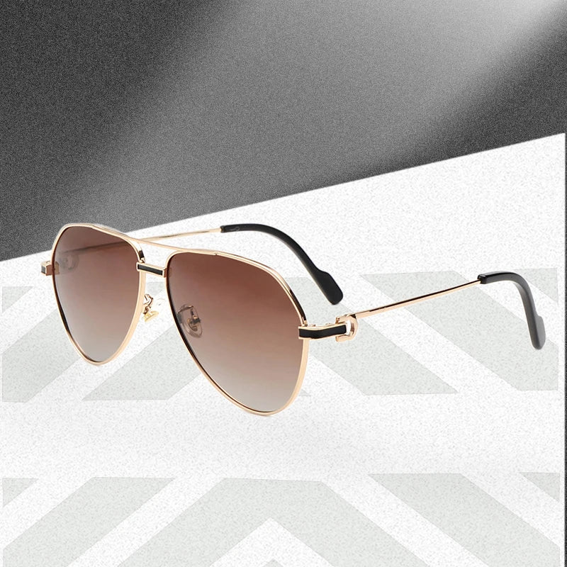 Lunettes de Soleil Homme Métal Luxe Polarisées - Monture Aviateur Élégante