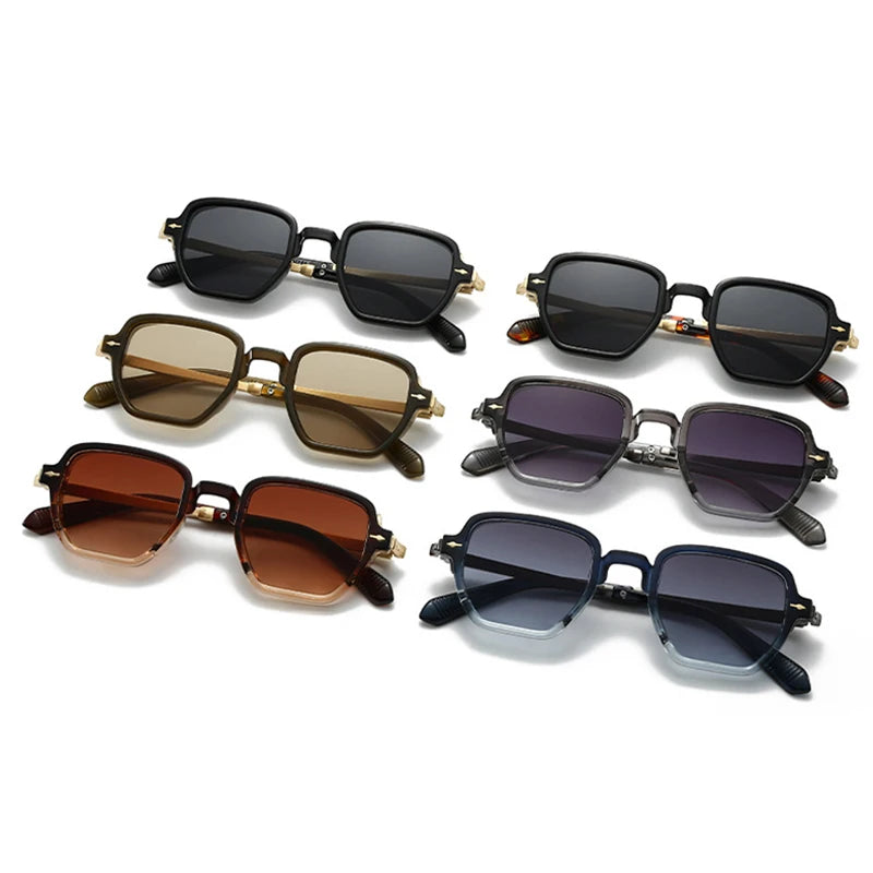 Lunettes de soleil homme luxe retro avec rivets carrés - Verres polarisés UV400