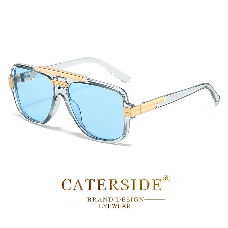 Lunettes de Soleil Homme Luxe Double Pont Pilote UV400 - Retro Carré