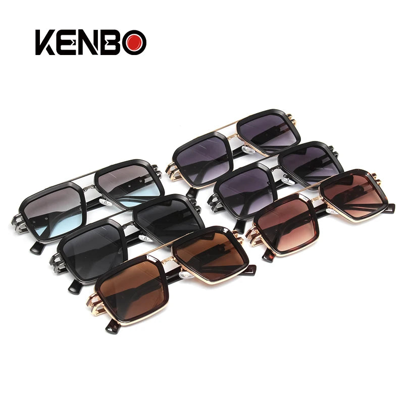 2025 Steam Punk Sunglasses Retro Square Men Women Fashion Double Beam Glasses Unisex Metal Frame Trendy Shades Oculos De Sol