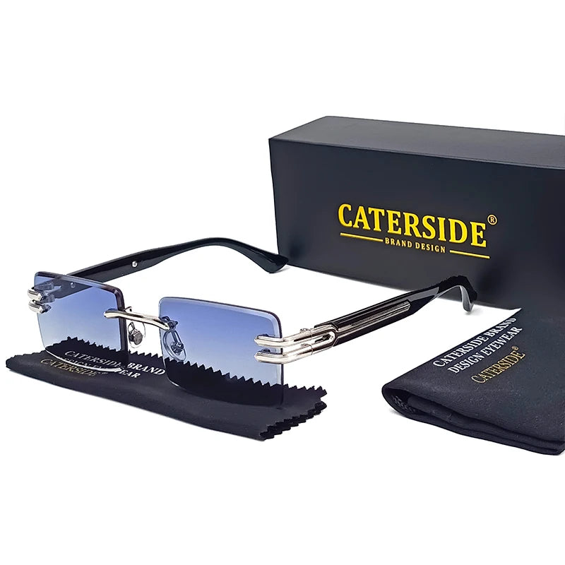 Lunettes de Soleil Homme Luxe Sans Monture Rectangle UV400 - Polarisation, Élégance et Protection