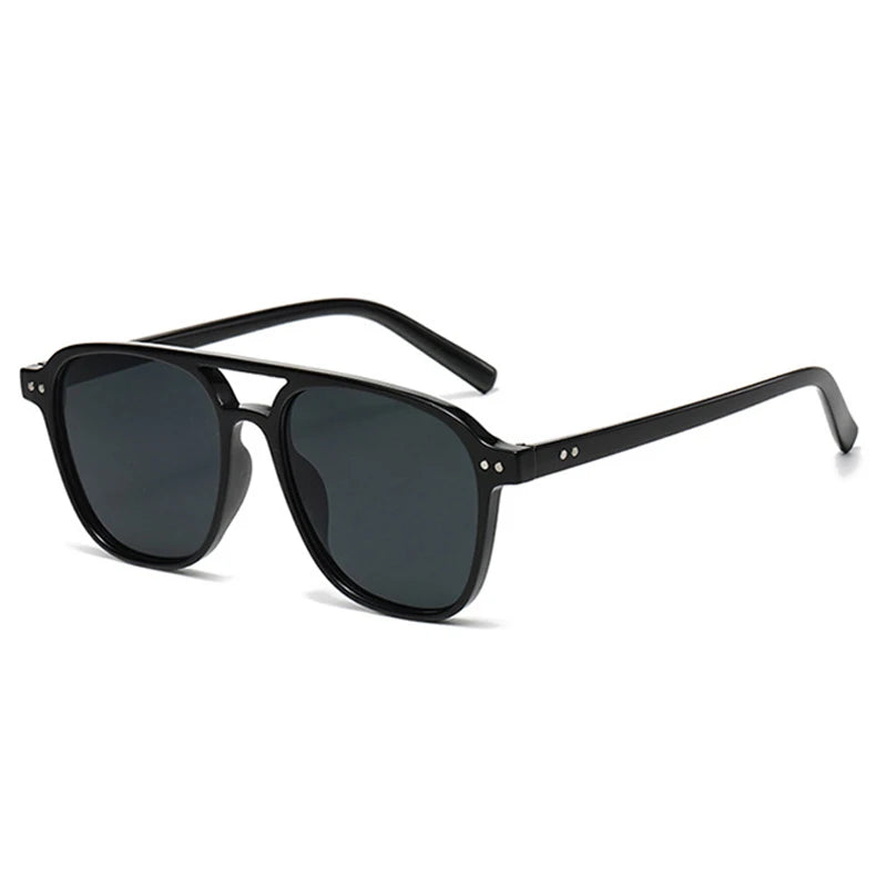 Lunettes de soleil homme luxe polarisées UV400 - Double pont, monture rétro rivetée