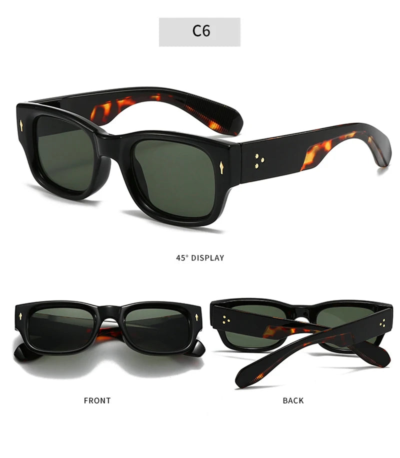 Lunettes de soleil homme luxe polarisées en couleurs vives - Square Rivets Punk