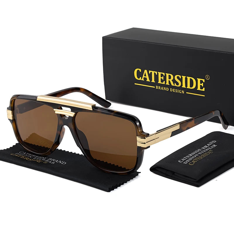 Lunettes de Soleil Homme Luxe Double Pont Pilote UV400 - Retro Carré
