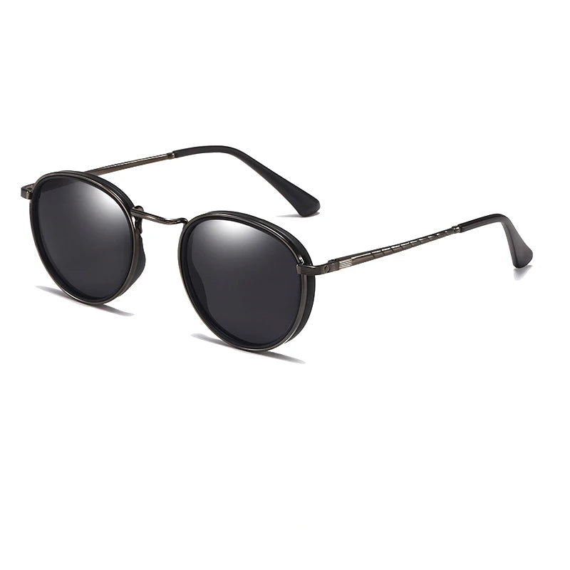Lunettes de soleil homme polarisées, luxe et abordables - Monture métallique ronde UV400
