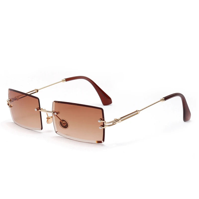 Monture de Lunettes de Soleil Sans Contour en Métal Léopard - Verres Teintés Polarisés Luxe pour Homme | LDSH