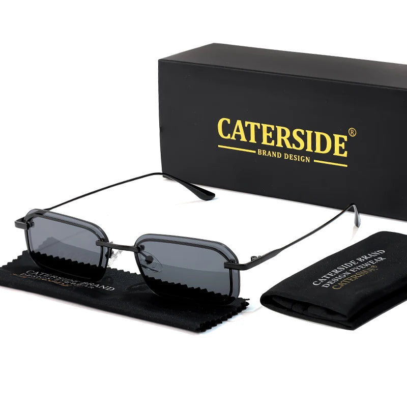 Lunettes de soleil homme luxe polarisées UV400 - Monture carrée rétro  punk.