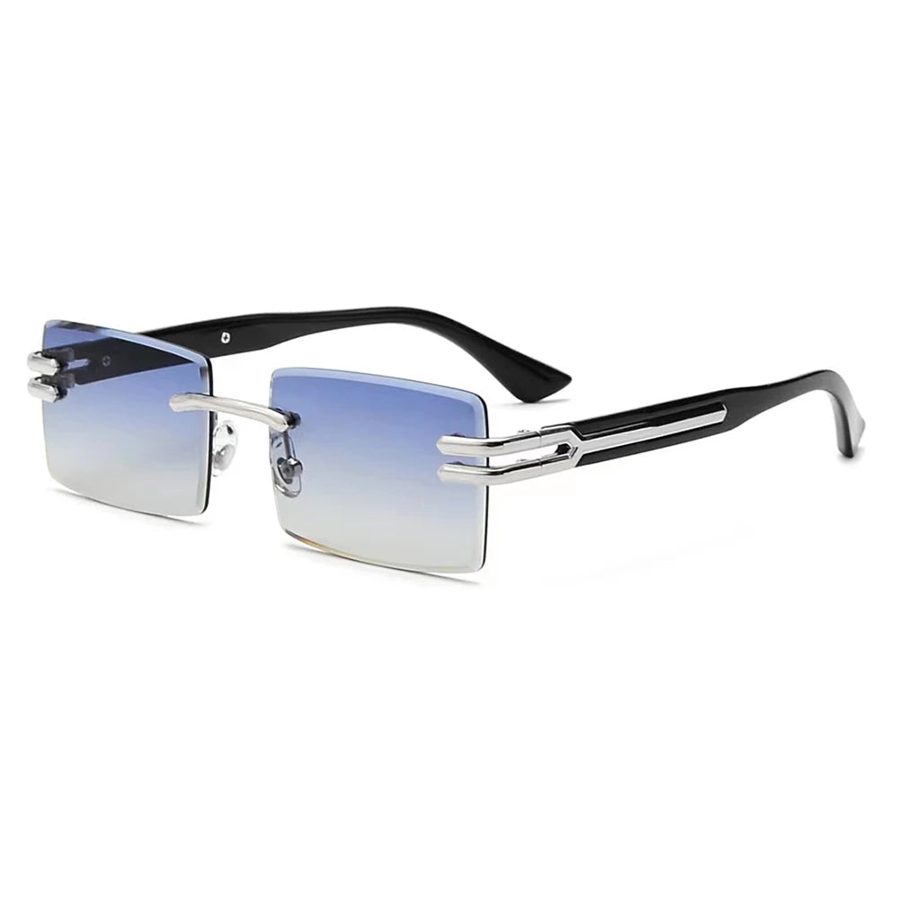 Lunettes de Soleil Homme Luxe Sans Monture Rectangle UV400 - Polarisation, Élégance et Protection