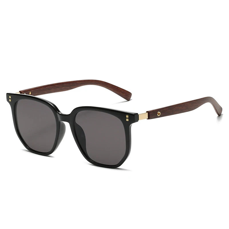Lunettes de soleil homme luxe : Square Sunglasses Wood Graining UV400 | LDSH