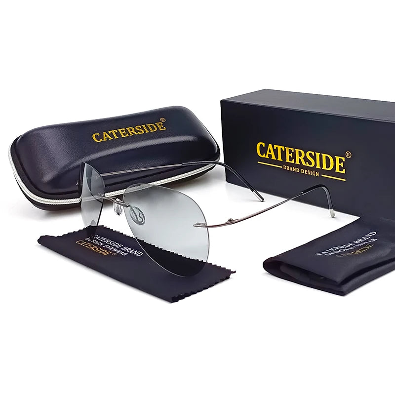 Lunettes de Soleil Homme Titanium Designer Polarized Luxe - Gris Photochromic