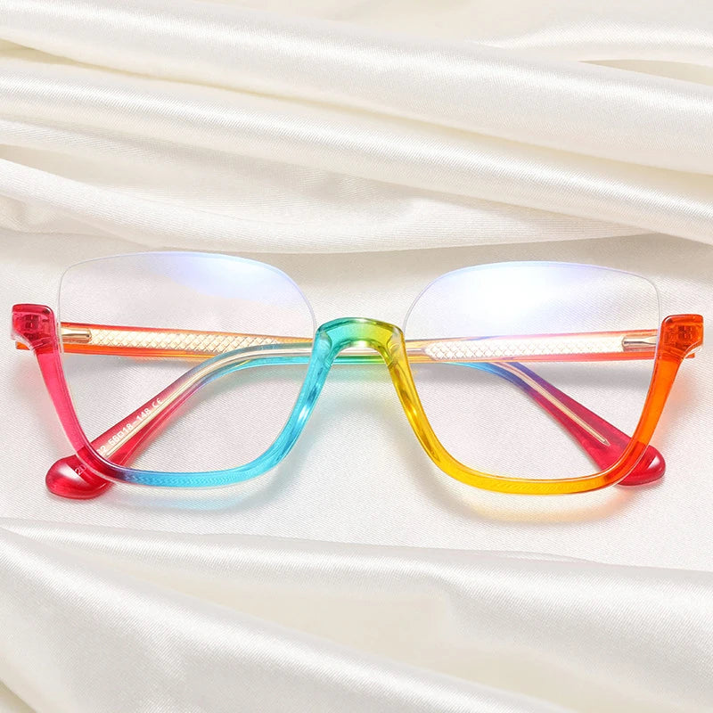 Monture de Lunettes de Soleil Semi-Rimless pour Homme - Anti-Blue Light - Design Luxe Leopard