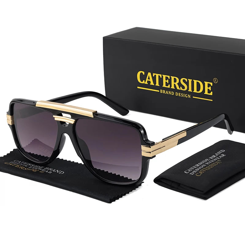 Lunettes de Soleil Homme Luxe Double Pont Pilote UV400 - Retro Carré
