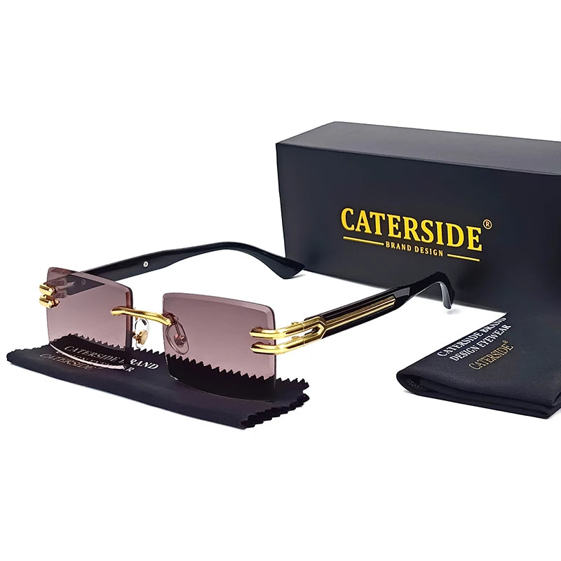 Lunettes de Soleil Homme Luxe Sans Monture Rectangle UV400 - Polarisation, Élégance et Protection