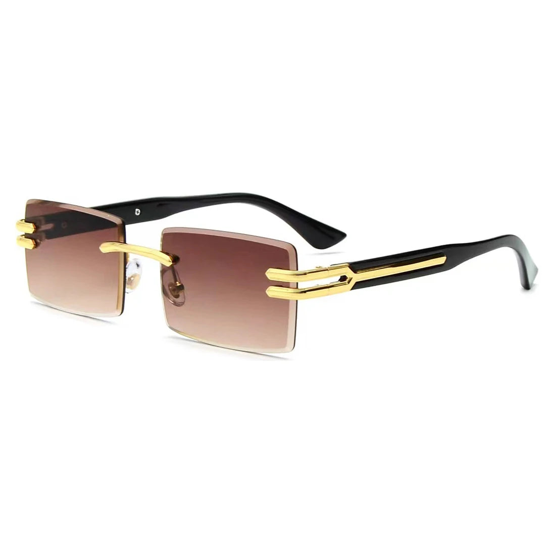 Lunettes de Soleil Homme Luxe Sans Monture Rectangle UV400 - Polarisation, Élégance et Protection
