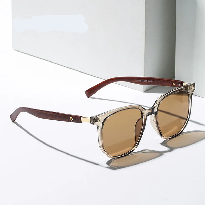 Lunettes de soleil homme luxe : Square Sunglasses Wood Graining UV400 | LDSH